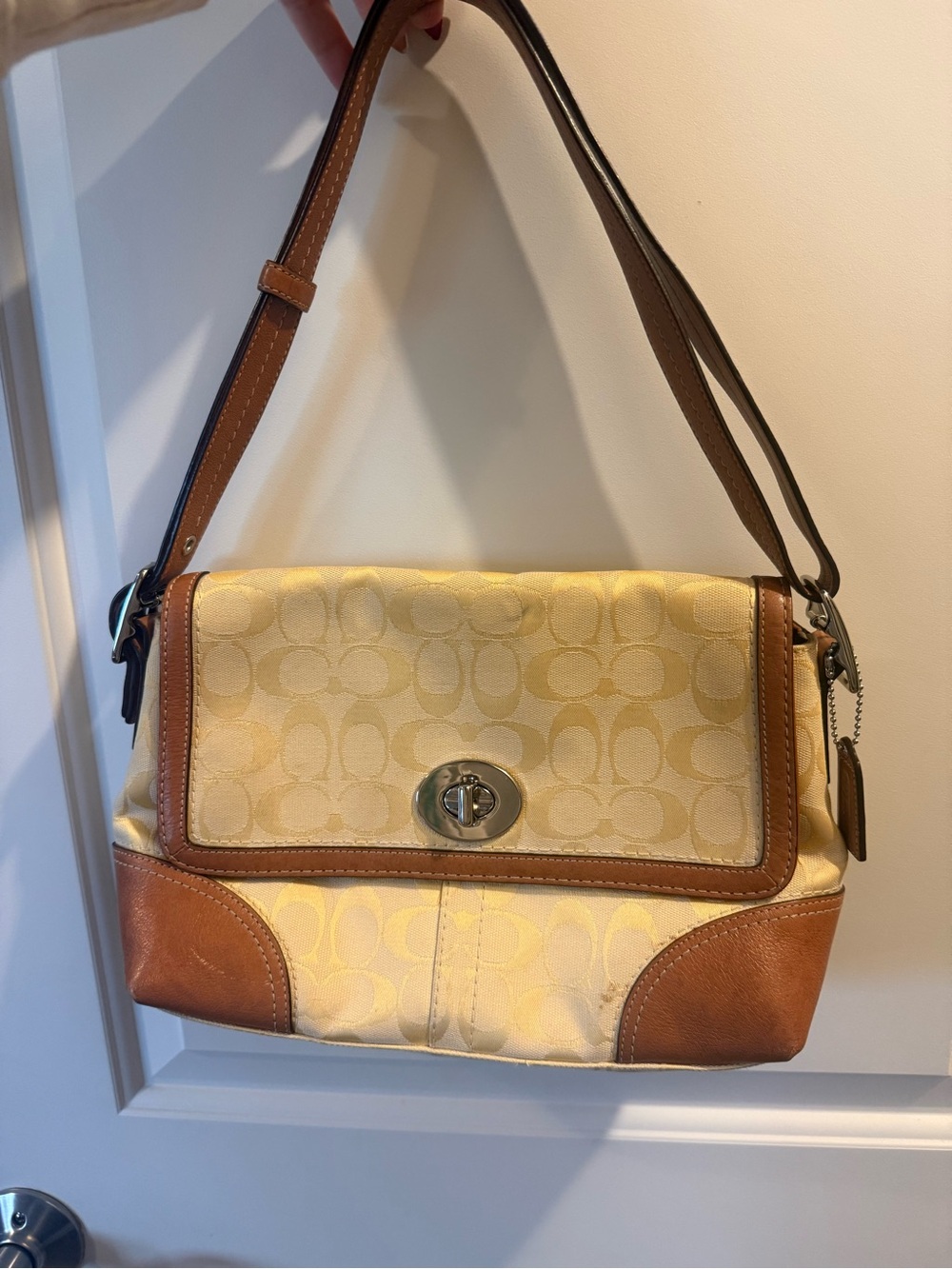 Coach Hampton Signature Lemon Yellow Convertible Shoulder Bag Rare Y2K